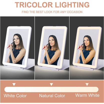 Portable Vanity Lamp Folding Cosmetic Mirrors Lighted Touch Screen Makeup Mirror With LED Lamp Usb Rechargeable Foldable Design
