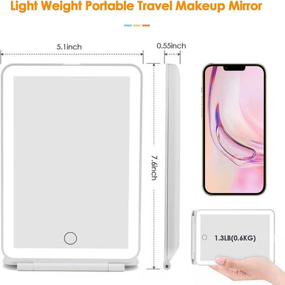 Portable Vanity Lamp Folding Cosmetic Mirrors Lighted Touch Screen Makeup Mirror With LED Lamp Usb Rechargeable Foldable Design