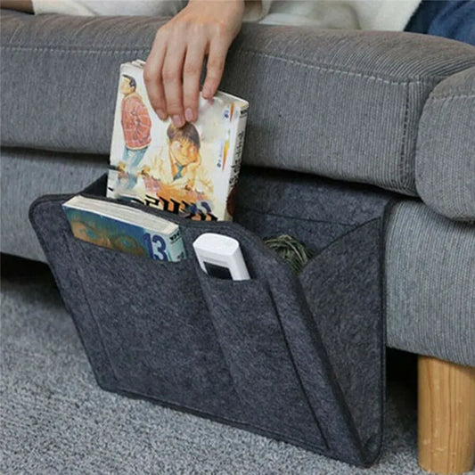 Felt Bedside Storage Bag Organizer Bed Desk Bag Sofa TV Remote Control Hanging Caddy Couch Storage Organizer Bed Holder Pockets