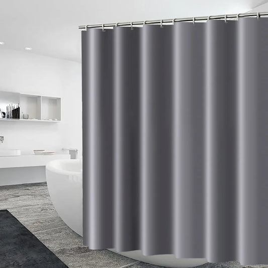 Heavy Duty Solid Shower Curtain Fabric Waterproof Bathroom Curtain Long Stall Size 230/200CM Black White Grey Brown Blue Color
